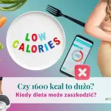 Warzywa, talerz z napisem "LOW CALORIES", aplikacja z kaloriami i osoba na wadze. Jak schudnąć zdrowo?