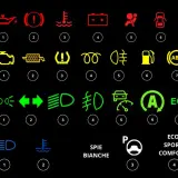 Spie rosse, gialle, verdi e blu su sfondo nero, utili per diagnosticare i difetti dell'Opel Antara.
