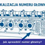 Schematyczny rysunek głowicy silnika z zaznaczoną strzałką lokalizacją numeru silnika.