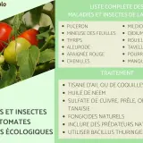 Tomates vertes et rouges menacées par le mildiou, l'oïdium et autres dangers. Solutions écologiques pour les protéger.