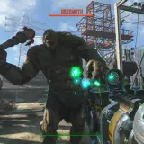 Gracz celuje w Behemota z pistoletu w Fallout 4. Gra wymaga odpowiedniego sprzętu, by poradzić sobie z takimi potworami.