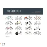 Książka "Ciclopedia" prezentuje ikony i design roweru po włosku. Wiele różnych modeli rowerów, od klasycznych po nowoczesne, ułożonych w siatce.