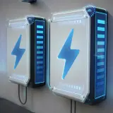 Dwa nowoczesne magazyny energii do fotowoltaiki, z wyświetlaczami pokazującymi poziom naładowania. Ranking najlepszych rozwiązań.