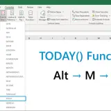 Excel Formulas tab with Date & Time dropdown open, highlighting TODAY.
