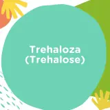 Kolorowe kształty na białym tle. Na turkusowym okręgu widnieje napis "Trehaloza (Trehalose)".