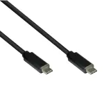 Zwei schwarze USB-C-Kabel mit Stecker, bereit für USB 3.1 Gen 2 Speed.