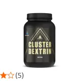 Schwarzer Behälter mit "Cluster Dextrin" Aufschrift. Die Bewertung von 4,2 Sternen deutet auf mögliche Nachteile hin, die Nutzer diskutieren.