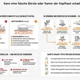Sanftes Bürsten regt die Durchblutung an und verteilt Talg. Vermeide zu harte Borsten, um die Kopfhaut zu schonen und kein Shampoo zu benutzen.