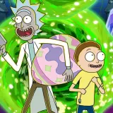 Rick e Morty, con un portale verde brillante, un uovo colorato e una capra. Le recensioni di Rick and Morty sono sempre folli!