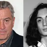 Dwóch aktorów: Robert De Niro i jego syn, Julian De Niro, w czarno-białym kadrze.