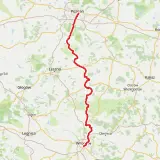 Trasa z Wrocławia do Poznania, zaznaczona na czerwono, przebiega przez Leszno i inne miasta.