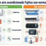 El aire acondicionado Fujitsu puede hacer ruidos. El agua goteando es normal, pero un silbido continuo o gorgoteo no lo es.
