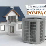 Ile naprawdę kosztuje pompa ciepła do domu 200m2? Obok modelu domu stoi jednostka zewnętrzna pompy ciepła.