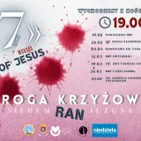 Plakat informuje o terminach Drogi Krzyżowej o 19:00, z datami i tematami rozważań.