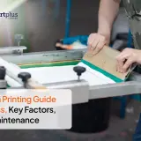 A person demonstrates how to screenprint, using a squeegee to apply ink on a screen. This image is part of a guide on the screen printing process.