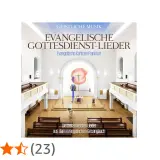 Innenansicht einer evangelischen Kirche in Frankfurt. Das Cover zeigt "Evangelische Gottesdienst-Lieder".