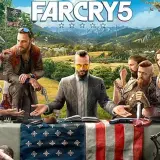 Rodzina Seedów przy stole, z psem i bronią. Sprawdź far cry 5 wymagania, by dołączyć do walki o Hope County.