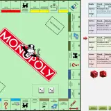 Plansza Monopoly z pionkami i informacjami o graczach. Dowiedz się, jak wygrać w Monopoly, analizując strategie i posiadane ulice.