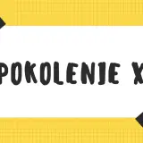 Biała kartka z napisem "POKOLENIE X" na żółtym tle w kratkę, przyklejona czarnymi taśmami.