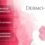 Dermo-Pro krem z Rossmann: redukcja zmarszczek, efekt liftingu, odmłodzenie i wygładzenie. Różowy kwiat symbolizuje piękno.