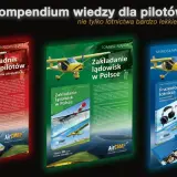 Trzy książki o samolotach: "Poradnik dla pilotów", "Zakładanie lądowisk w Polsce" i "Frazeologia lotnicza".