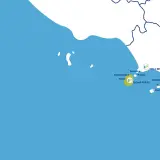 Mappa delle rotte marittime: orari traghetti Ischia Napoli Caremar, con collegamenti per Pozzuoli, Procida, Sorrento, Capri, Amalfi e Salerno.