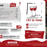 Voici comment présenter un menu : une carte avec des plats comme le magret de canard, le tartare de bœuf, et des formules comme le plat du jour ou le menu du vendredi soir.