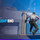 Gracz CS2 wykonuje skok z użyciem jumpthrow bind, rzucając granat w powietrze.