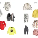 Ubranka dla dzieci: żółte spodnie w namioty, body w piórka, bluzy, czerwony rampers "I AM", żółta bluza "STINKY!", szare ogrodniczki "WILD". Lindex co to za marka?