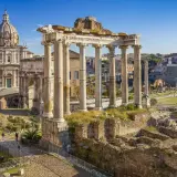 Ancient ruins of the Roman Forum, a stunning sight on a journey from Orvieto to Rome.