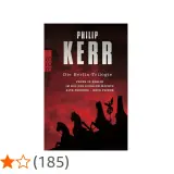 Buchcover von Philip Kerrs "Die Berlin-Trilogie" mit dem Untertitel "Alte Freunde – Neue Feinde". Die Silhouette der Quadriga vor rotem Himmel.