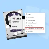 Jak zainicjować dysk SSD? Kliknij prawym przyciskiem myszy na dysk, wybierz "Konwertuj dysk MBR na dysk GPT".