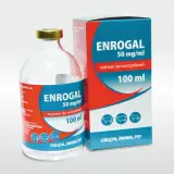 Butelka i pudełko leku ENROGAL 50 mg/ml, roztwór do wstrzykiwań 100 ml dla cieląt, świń i psów.