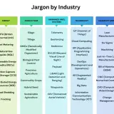 Chart showing industry-specific jargon, like "BTU" in Energy and "GMOs" in Agriculture, highlighting communication challenges.