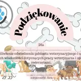 Szablon podziękowania dla weterynarza z rysunkami zwierząt i kości. Dowiedz się, jak napisać podziękowanie dla weterynarza za opiekę nad zwierzętami.
