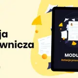 Ebook o rotacji pracowniczej. Grafika przedstawia tablet z dokumentami i wykresami, symbolizującymi fluktuację.