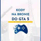 Michael z GTA 5 trzyma broń, a obok napisy "Kody na bronie do GTA 5".