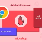 Logo Chrome i znak stopu symbolizują adblock w przeglądarce Chrome na Androida.