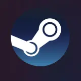 Logo Steam na tle gradientowym. Szybka steam aktywacja klucza na telefonie.