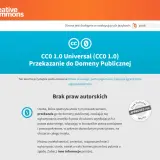 Logo Creative Commons i ikona CC0 z napisem "Przekazanie do Domeny Publicznej".