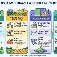 Analiza opłacalności inwestowania w nieruchomości gruntowe: działki z MPZP, grunty rolne, podział gruntów, działki rekreacyjne.