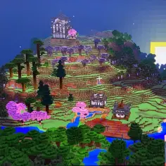 Wspaniała wioska w stylu japońskim, pełna domków, pagód i kwitnących wiśni. To pokazuje, co można zbudować w Minecraft.