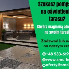 Nowoczesne oświetlenie na taras tworzy magiczną atmosferę. Eleganckie lampy i taśmy LED podkreślają architekturę i meble ogrodowe.