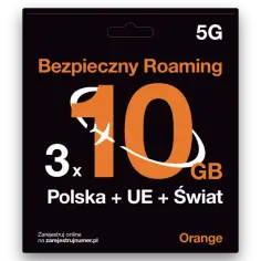 Orange Bezpieczny Roaming 5G: 3x10 GB na Polskę, UE i Świat. Idealny na podróże do Wielkiej Brytanii.