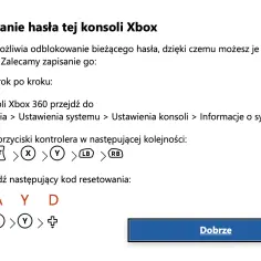 Jak pozbyć się kontroli rodzicielskiej na Xbox 360? Instrukcja resetowania hasła konsoli krok po kroku, z kodem resetującym.