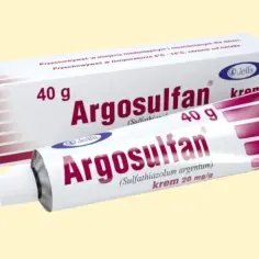 Argosulfan krem na co? Tubka i opakowanie leku Argosulfan, stosowanego na rany i oparzenia.