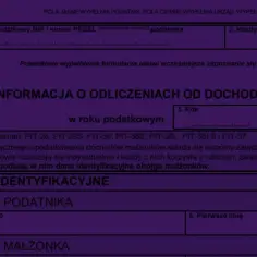 Formularz PIT/O, sekcja "INFORMACJA O ODLICZENIACH OD DOCHODU". Wypełnienie go to ulga dla młodych rodzin, ułatwia rozliczenie.
