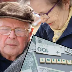 Starsza para z troską patrzy na pieniądze, symbolizujące nadzieję na godną emeryturę. Czy to najwyższa emerytura w Polsce?