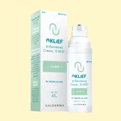 Krem AKLIEF (trifarotene) 0,005% w opakowaniu z pompką, 45g. Do stosowania miejscowego.