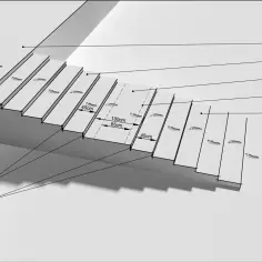 Schemat schodów z zaznaczonymi śladami stóp i wymiarami. Widać, że wysokość stopnia schodów wynosi 10 cm.
